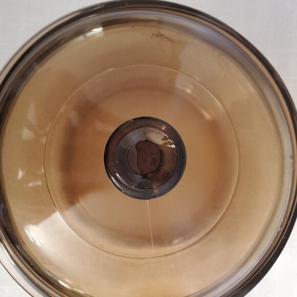 Vintage Vision Corning France 1.5 L Amber Glass Cookware Pot W/ Lid A217 - Picture 2 of 8